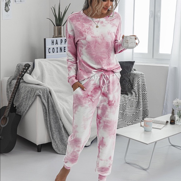 🆕Pink Tie Dye Long Sleeve Pants Lounge Set - Picture 3 of 6